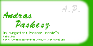 andras paskesz business card